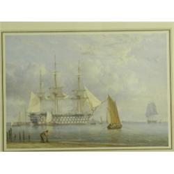 William & John Cantiloe Joy (1803-1867 and 1806-1866) A MAN OF WAR & OTHER SHIPPING IN AN ESTU...