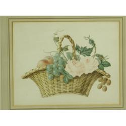 C.H. A BASKET WITH ROSES AND FRUIT Signed with initials C.H. 1819, watercolour, 22 x 27cm<b...