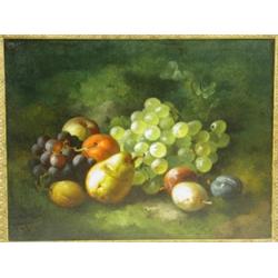 G J Broome (fl.1867-1873) STILL LIFES OF FRUIT ON A MOSSY BANK A pair, one signed and dated...