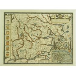John Speed A map of Essex, divided into Hundreds, with 'the most ancient and fayre towne Colch...