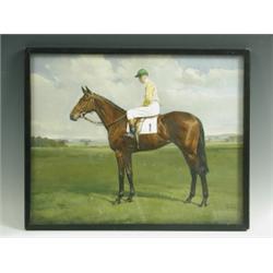 20th Century English School STAN WITH R PARNELL UP Inscribed R Anscomb, Newmarket, oil on c...