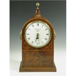 A Regency period mahogany bracket clock with a single fusee movement (non striking) and with a...