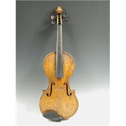 A violin with a single piece back, no strings and a paper label inside, 59cm Est. 200/300...