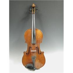 A French violin with a two piece back and a paper label, Vuillaume a Paris, 59.5cm Est. 200...