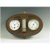 Image 1 : A Victorian oak clock, thermometer and barometer combination wall mount, 32cm wide Est. 200...