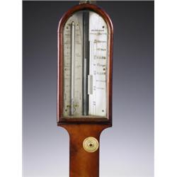 A 19th Century mahogany stick barometer, the ivory dial inscribed "Brown & Son, Newcastle on T...