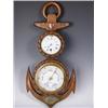 Image 1 : A late Victorian carved oak barometer with clock housed within an anchor shape case by J. Park...