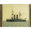 Image 1 : A woolwork picture depicting a Japanese warship, c.1900, 32 x 34cm. Est. 180/250...