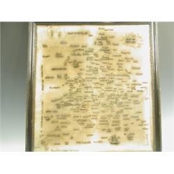 A George III woolwork map sampler depicting the counties of England and Wales, worked by 'Hann...