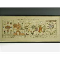 An Edwardian sampler worked in silk, commemorating the coronation of Edward VII dated August 9...