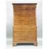 A George III mahogany chest on chest, the upper section with a dentil cornice, and inlaid frie...