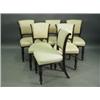 A set of six Victorian mahogany upholstered dining chairs, with turned and reeded legs Est....
