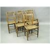 Image 1 : A set of six 19th Century oak spindle and bar back chairs with plain boarded seats 85cm high<b...