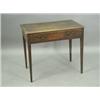 Image 1 : A George III oak side table with a single drawer and swan neck handles on square tapering legs...