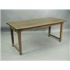 Image 1 : A 19th Century French chestnut (?) farmhouse table with a plank top on square tapering legs, 1...