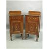 Image 1 : A pair of Edwardian inlaid mahogany pot cupboards, each with a single drawer and cupboard, wit...