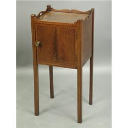 An Edwardian mahogany shaped tray top pot cupboard, 36cm wide x 78cm high Est. 250/280...