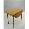 Image 1 : A sycamore Pembroke table, the oval top inlaid with flowers and foliage on square tapering leg...