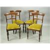 Image 1 : A set of four early Victorian mahogany bar back dining chairs with yellow drop in seats on tur...