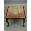 Image 1 : A Victorian square rosewood stool, the seat upholstered with a vase of flowers tapestry panel,...