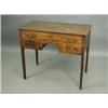 Image 1 : An early 19th Century oak lowboy, with one long and two short drawers, on square tapering legs...