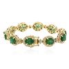 Image 2 : 14KT Yellow Gold 17.40 ctw Emerald and Diamond Bracelet