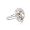 Image 2 : 14KT White Gold 3.92 ctw Brown Diamond Ring