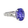 Image 2 : 18KT White Gold 4.53 ctw Tanzanite and Diamond Ring