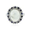 Image 1 : 14KT White Gold 6.34 ctw Blue Moonstone and Sapphire Ring