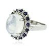 Image 2 : 14KT White Gold 6.34 ctw Blue Moonstone and Sapphire Ring