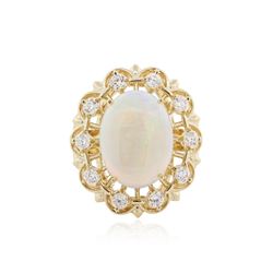 14KT Yellow Gold 3.37 ctw Opal and Diamond Ring