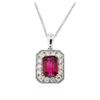 Image 2 : 14KT Two-Tone Gold 1.53 ctw Tourmaline and Diamond Pendant With Chain