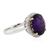 Image 2 : 14KT Two-Tone Gold 4.36 ctw Amethyst and Diamond Ring