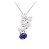 Image 2 : 14-18KT White Gold 1.49 ctw Sapphire and Diamond Pendant With Chain