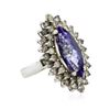 Image 2 : 14KT White Gold 5.90 ctw Tanzanite and Diamond Ring