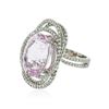 Image 2 : 14KT White Gold 11.79 ctw Kunzite and Diamond Ring