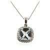 Image 2 : 14KT White Gold 4.04 ctw Aquamarine and Diamond Pendant With Chain