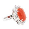 Image 2 : 14KT White Gold 5.19 ctw Coral and Diamond Ring