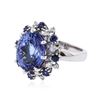 Image 2 : 14KT White Gold 9.22 ctw Tanzanite, Sapphire and Diamond Ring