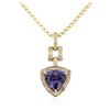 Image 2 : 14KT Yellow Gold 3.92 ctw Tanzanite and Diamond Pendant With Chain