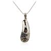 Image 2 : 14KT White Gold 0.10 ctw Sapphire and Diamond Pendant With Chain