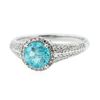 Image 2 : 14KT White Gold 1.11 ctw Apatite and Diamond Ring