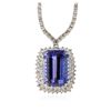 Image 2 : 18KT White Gold 14.31 ctw Tanzanite and Diamond Necklace