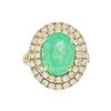 Image 1 : 14KT Yellow Gold 5.10 ctw Emerald and Diamond Ring