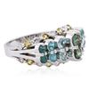 Image 2 : 14KT White Gold 1.60 ctw Paraiba Tourmaline, Yellow Sapphire and Diamond Ring