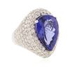 Image 2 : 14KT White Gold 14.82 ctw GIA Certified Tanzanite and Diamond Ring