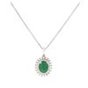 Image 2 : 14KT White Gold 1.33 ctw Emerald and Diamond Pendant With Chain