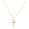 Image 2 : 14KT Yellow Gold 0.10 ctw Diamond Cross Pendant With Chain