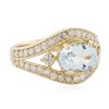 Image 2 : 14KT Yellow Gold 1.96 ctw Aquamarine and Diamond Ring