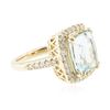 Image 2 : 14KT Yellow Gold 4.99 ctw Aquamarine and Diamond Ring